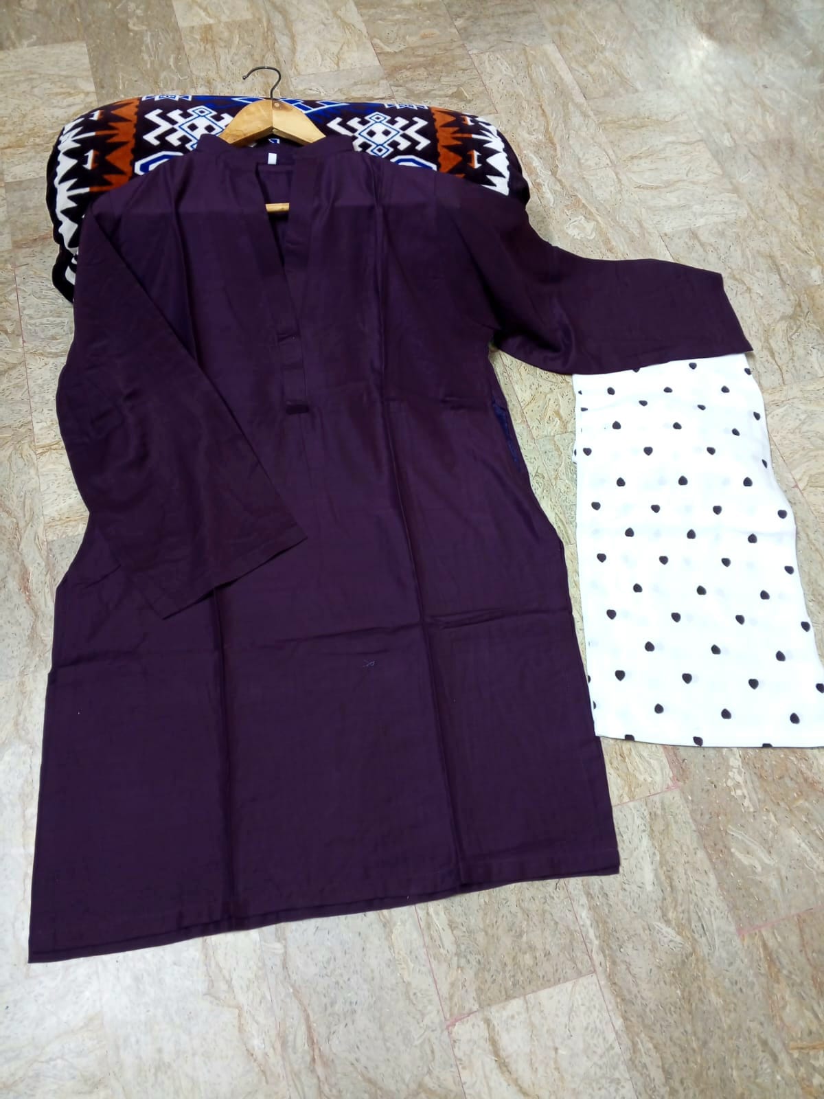 Heart Printed Flapper with V-Neck Shirt 2PCs Set By Zhilaksha Pk 🌙✨