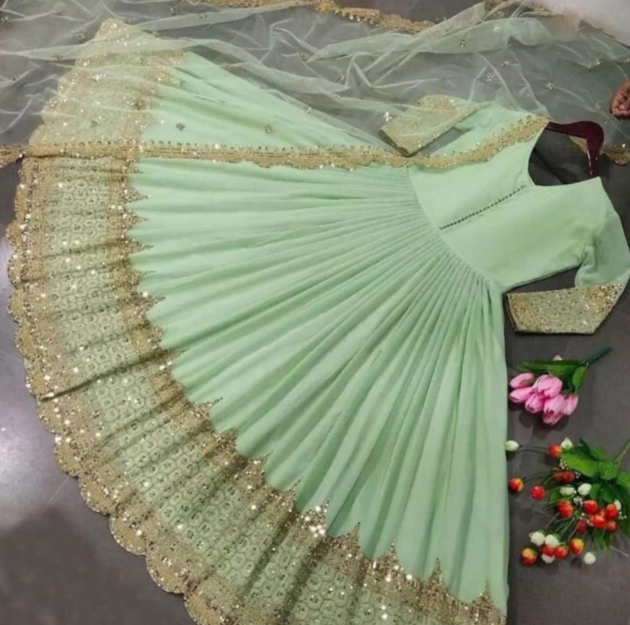 Midnight Star Chiffon 3Piece Suite Heavily Embroidered Sitara Work