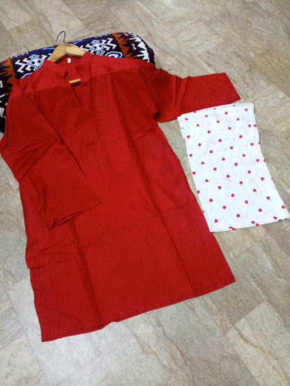 Heart Printed Flapper with V-Neck Shirt 2PCs Set By Zhilaksha Pk 🌙✨