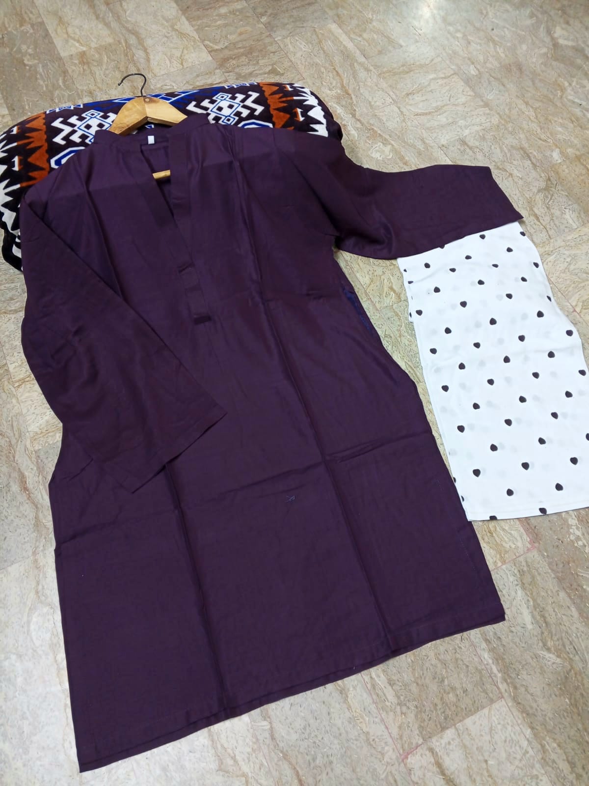 Heart Printed Flapper with V-Neck Shirt 2PCs Set By Zhilaksha Pk 🌙✨