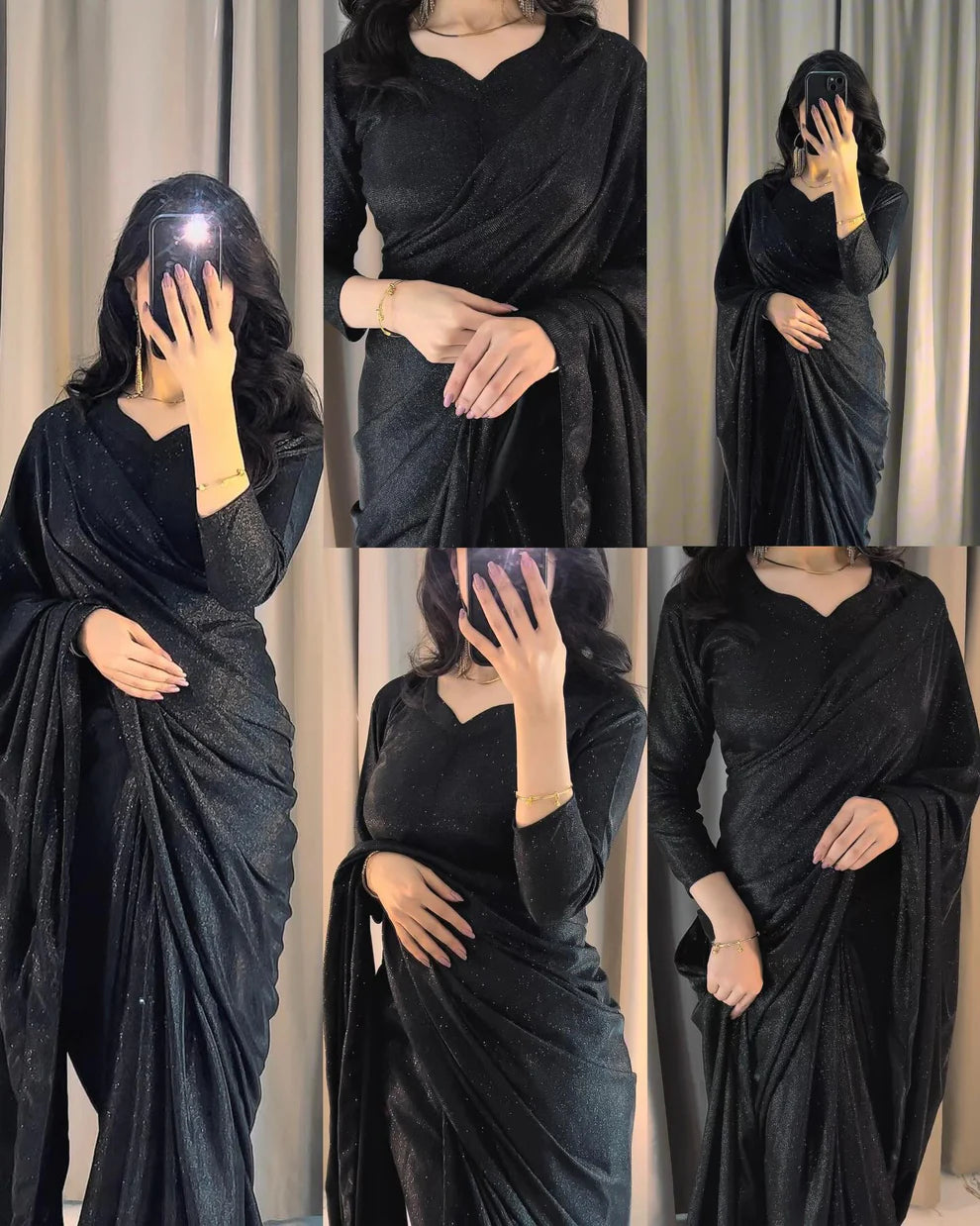 Midnight Moonlight Saree ( Stitched )