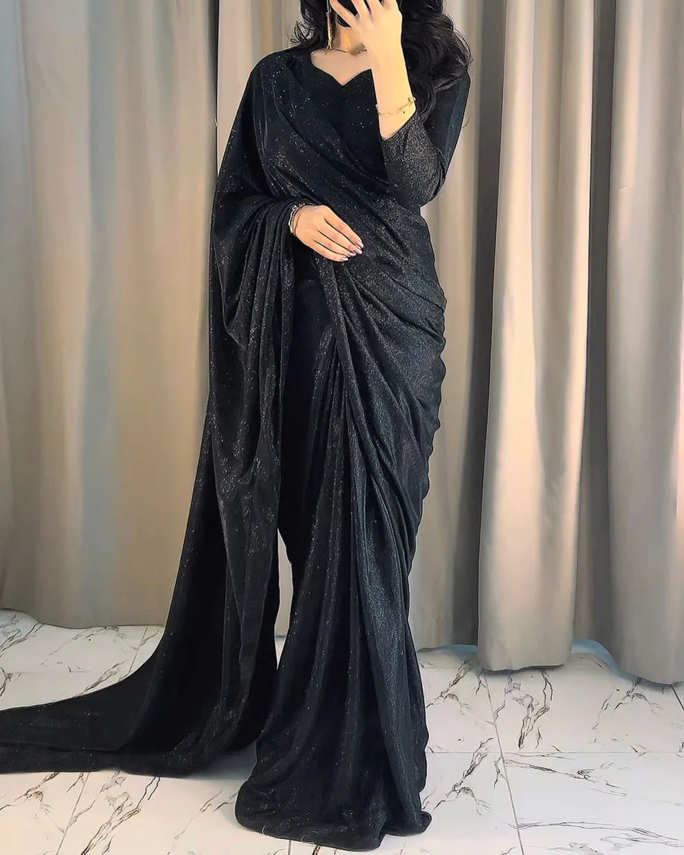Midnight Moonlight Saree ( Stitched )