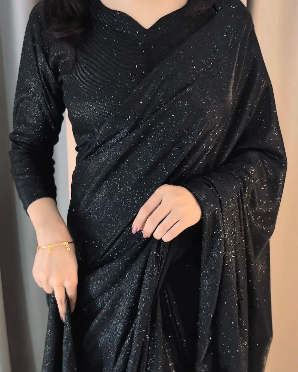 Midnight Moonlight Saree ( Stitched )