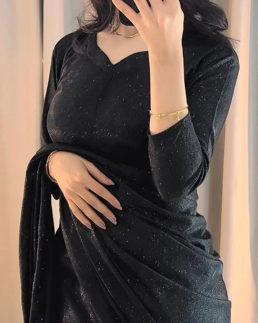 Midnight Moonlight Saree ( Stitched )