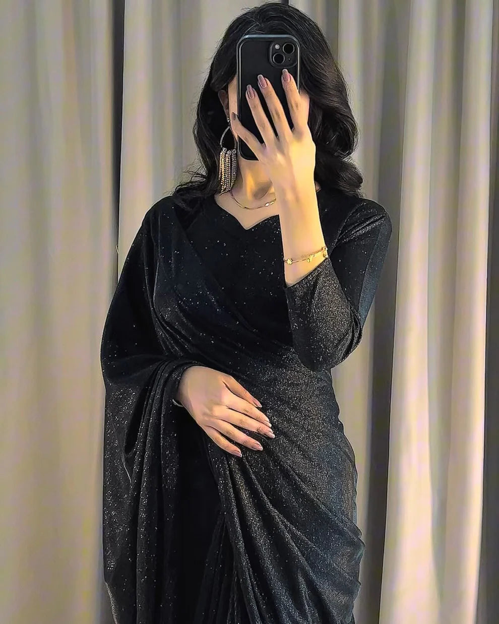 Midnight Moonlight Saree ( Stitched )