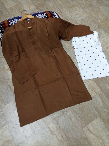 Heart Printed Flapper with V-Neck Shirt 2PCs Set By Zhilaksha Pk 🌙✨