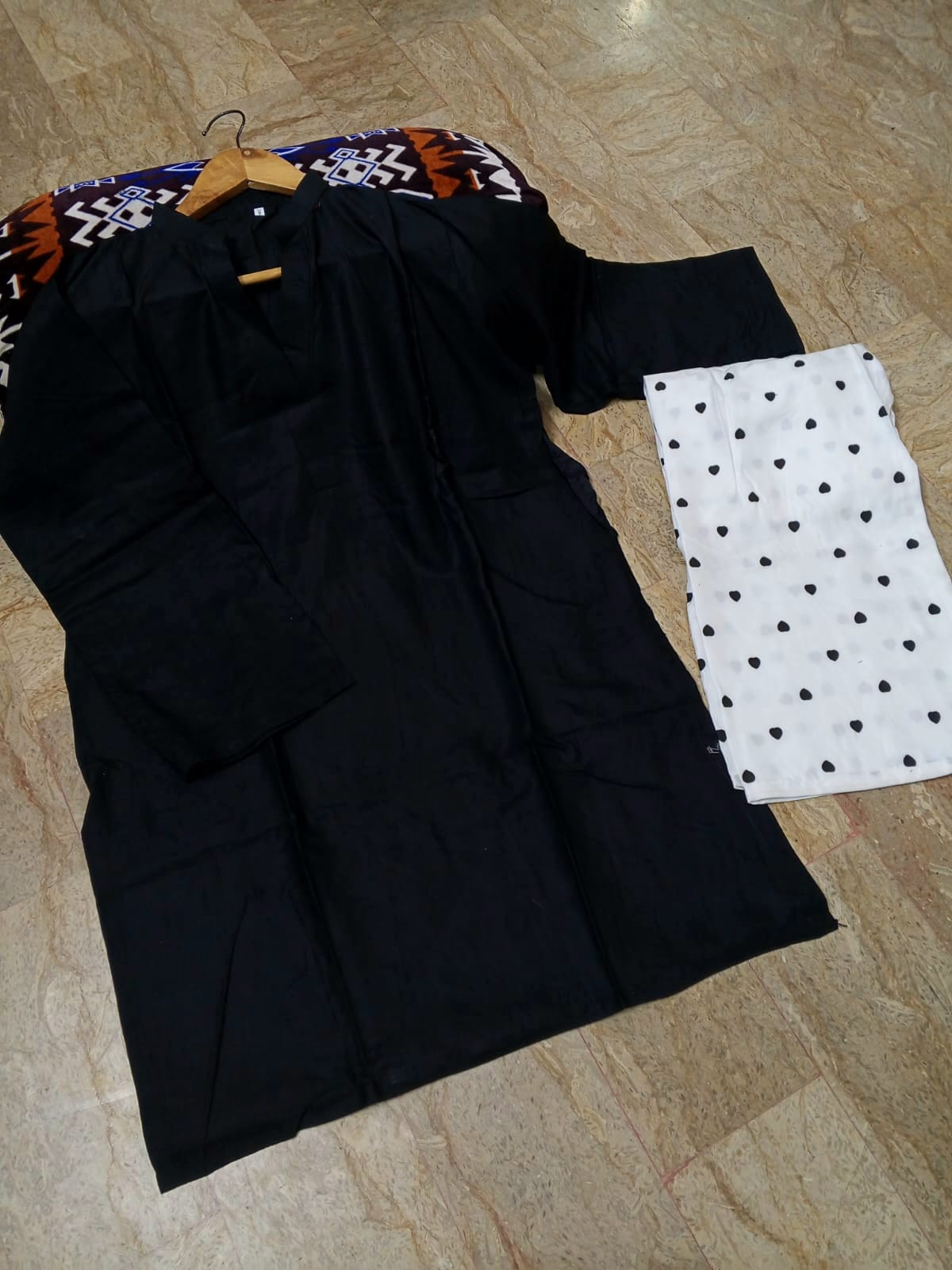 Heart Printed Flapper with V-Neck Shirt 2PCs Set By Zhilaksha Pk 🌙✨