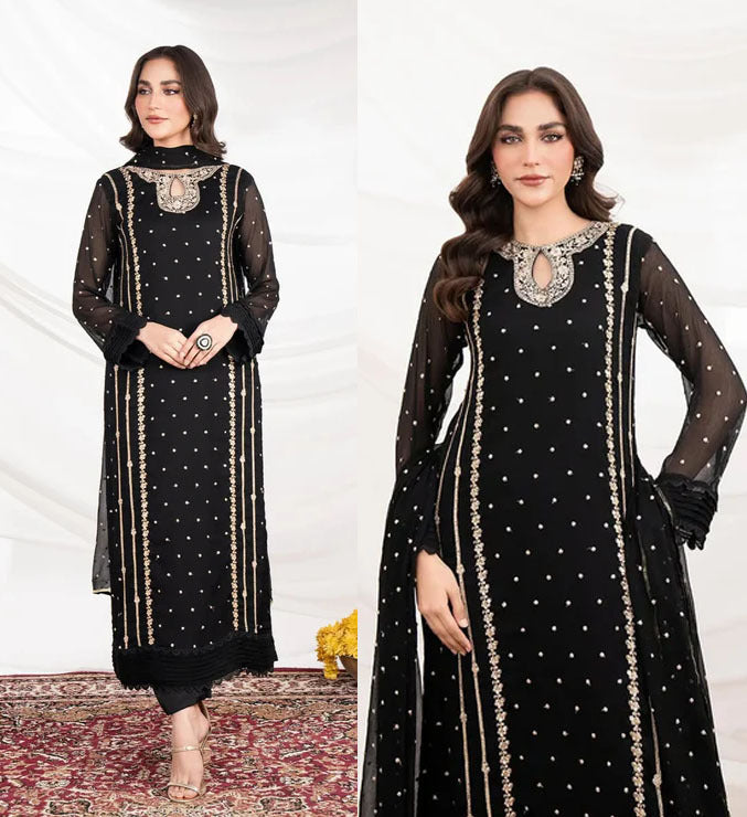 Luxe 3PCs Organza Suit - Long Shirt ✨️