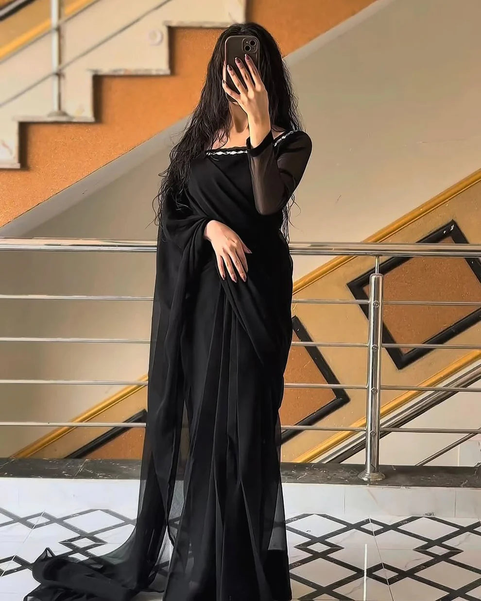 Shama-e-Husn Chiffon Saree Stitched