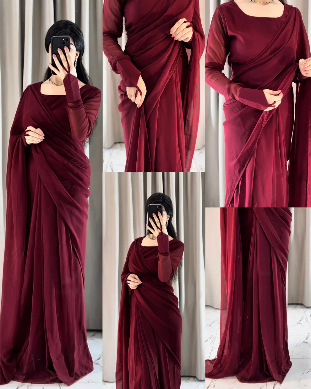 Noor-e-Chiffon Saree Stitched