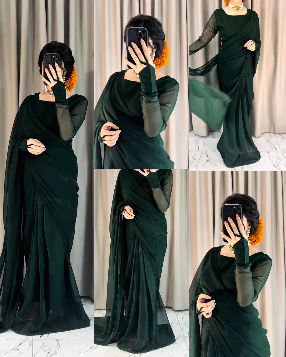 Noor-e-Chiffon Saree Stitched