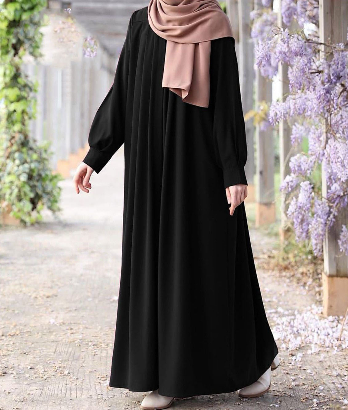 ront Zip &amp; Side Pocket Abaya with Adjustable Belt