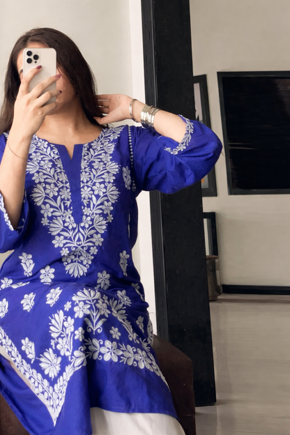 Soft Linen Embroidered Long Kurti  Premium