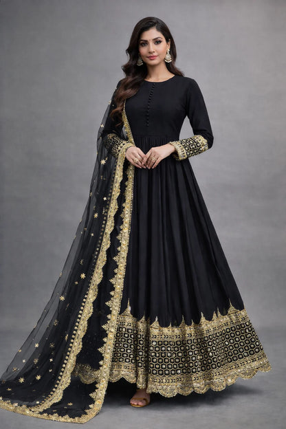 Midnight Star Chiffon 3Piece Suite Heavily Embroidered Sitara Work