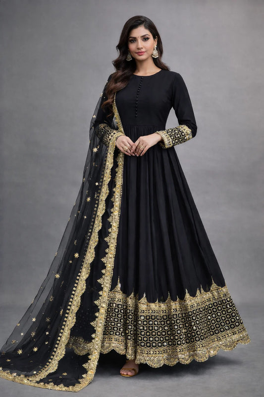 Midnight Star Chiffon 3Piece Suite Heavily Embroidered Sitara Work
