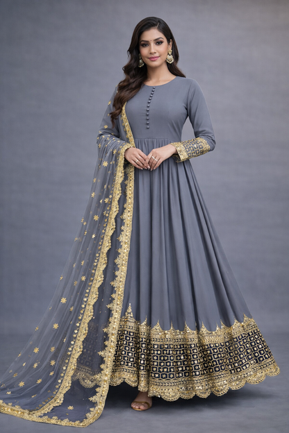 Midnight Star Chiffon 3Piece Suite Heavily Embroidered Sitara Work