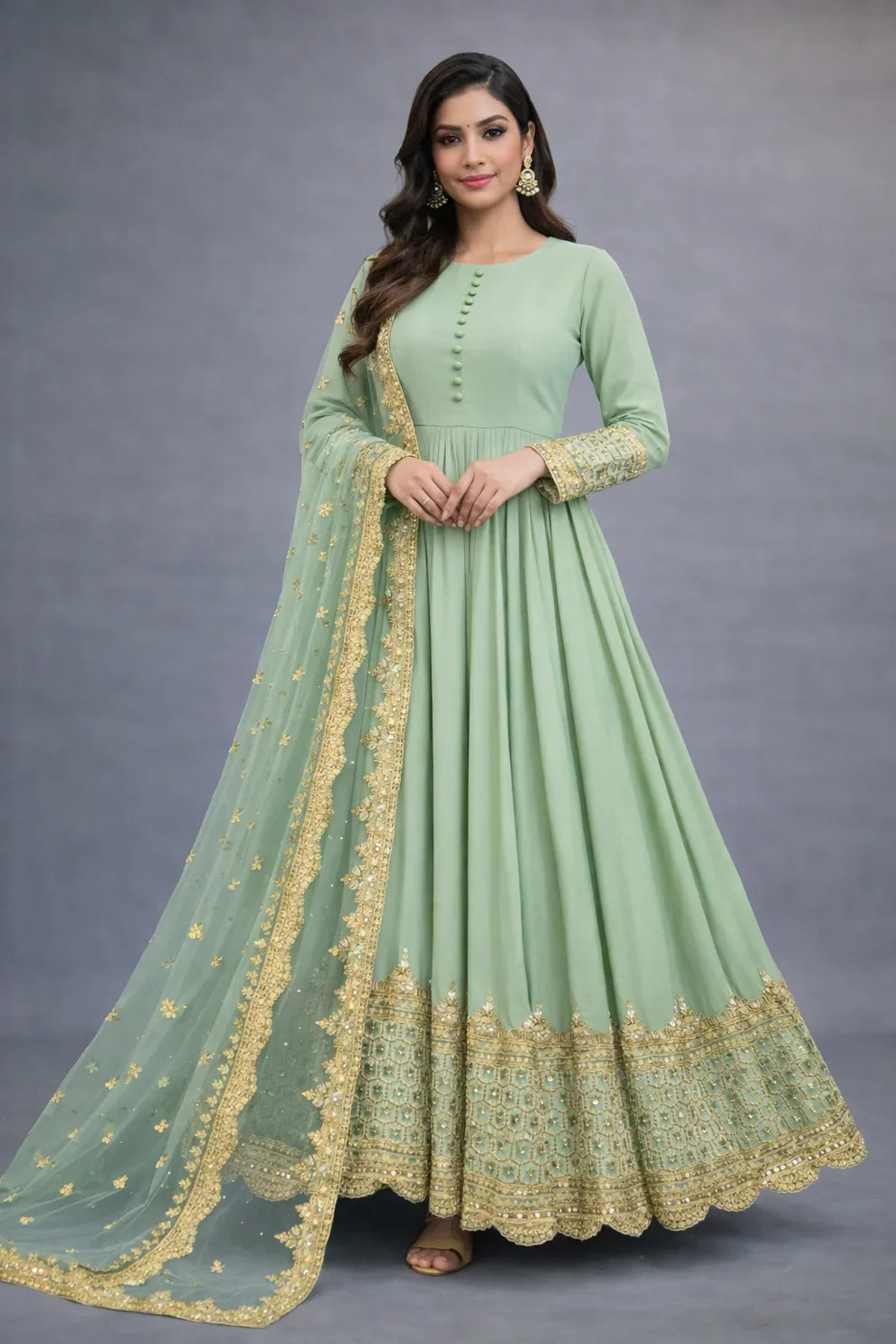 Midnight Star Chiffon 3Piece Suite Heavily Embroidered Sitara Work