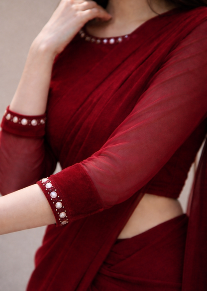 Timeless Chiffon Mirror Embellished Saree