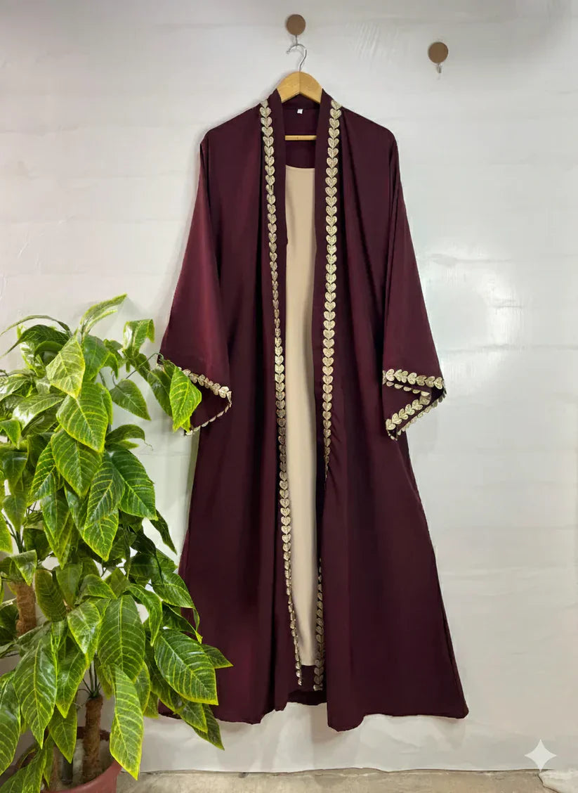 Dil-E-Noor Heart Zarri Embroidered Georgette Abaya