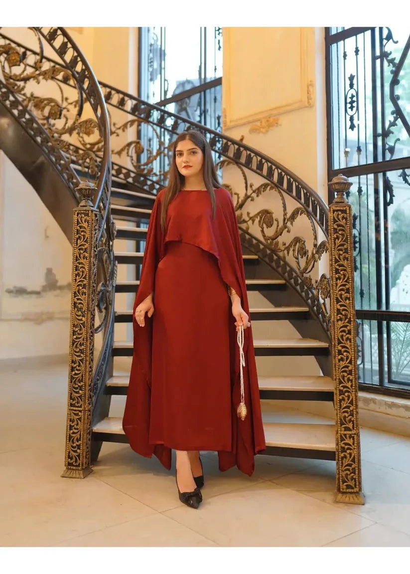 Cape Shawl & Dress Two Piece Set