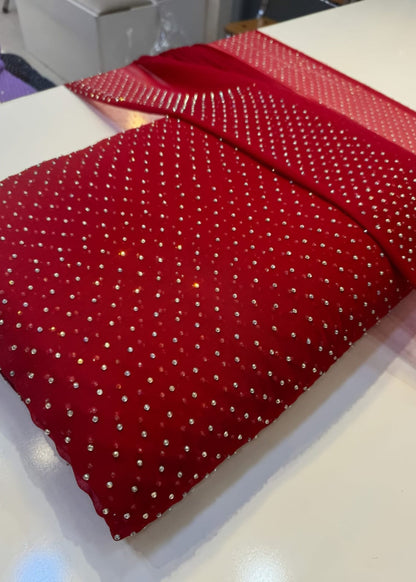 Diamond Stone Stitch Chiffon Suit