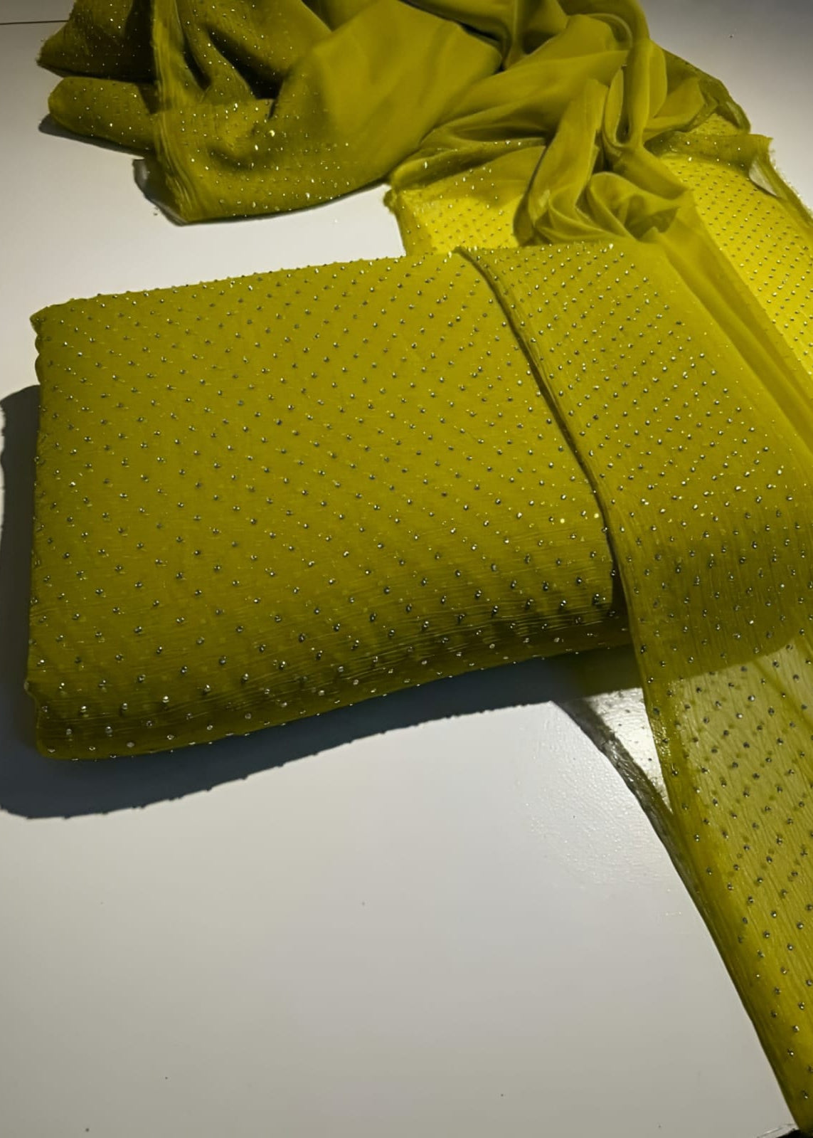 Diamond Stone Stitch Chiffon Suit