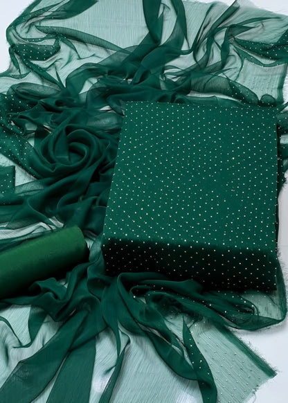 Diamond Stone Stitch Chiffon Suit