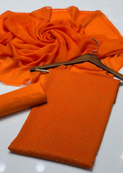 Diamond Stone Stitch Chiffon Suit