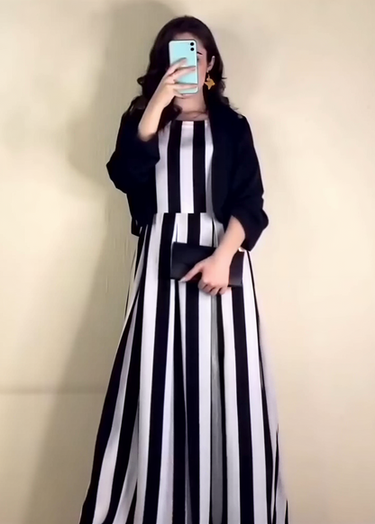 Savanna Chic Zebra Print Frock & Soft Cotton Coati 2Piece Set