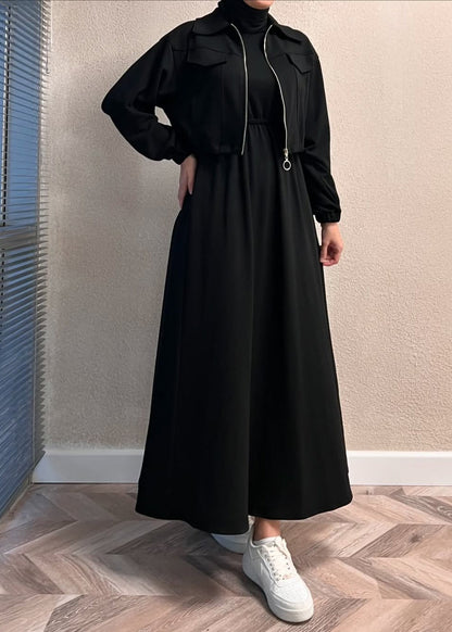 Urban Utility Fleece Two-Piece Dress & Zip Jacket Set