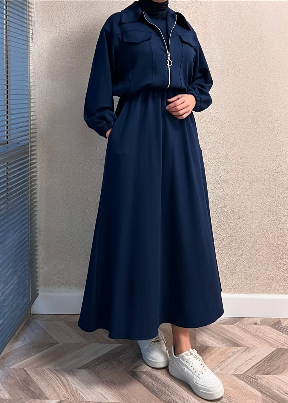 Urban Utility Fleece Two-Piece Dress & Zip Jacket Set