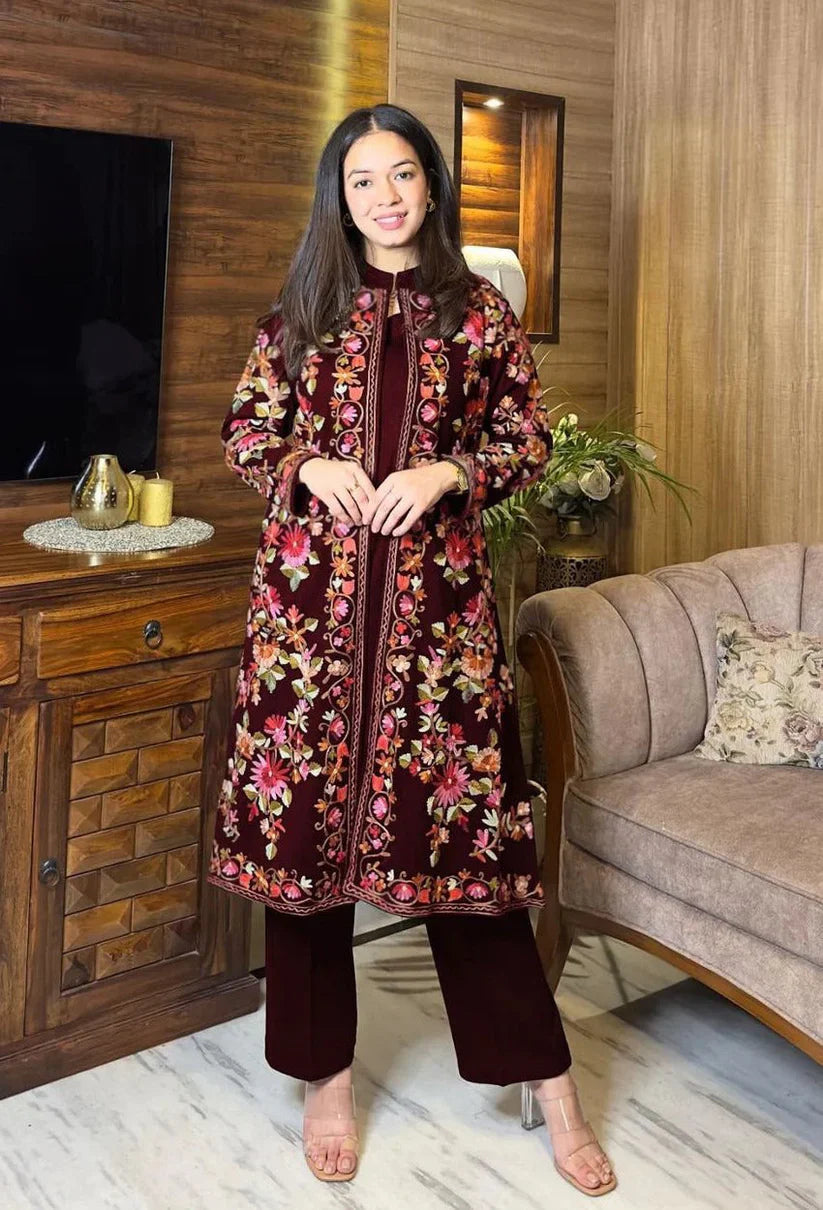 Heirloom Bloom Embroidered Coat 3Piece Set