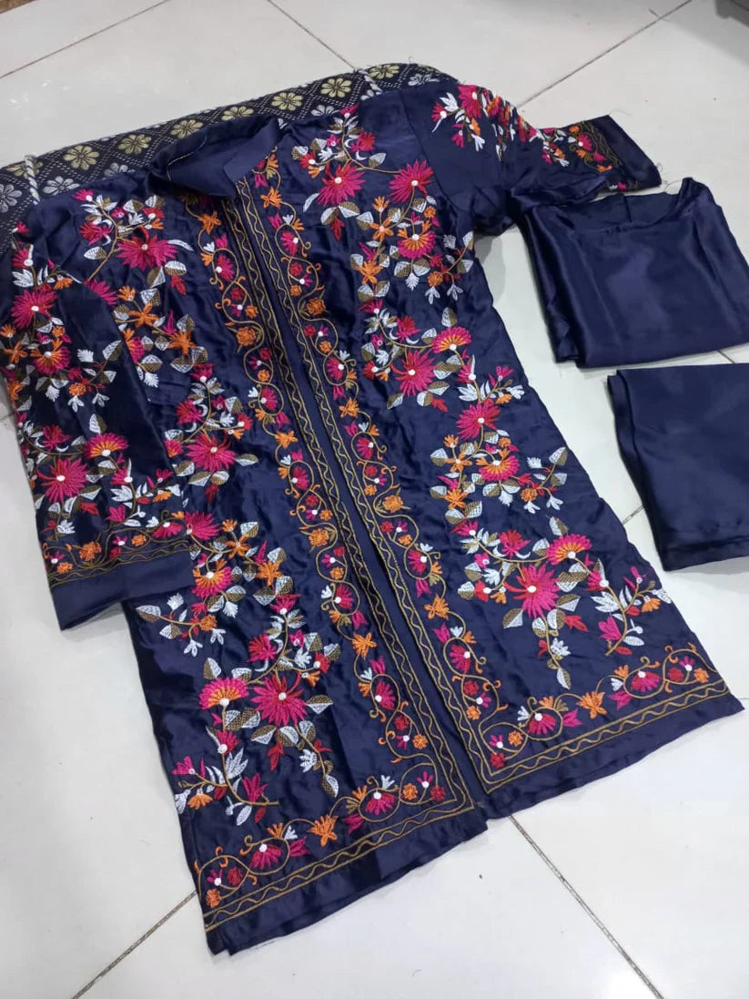 Heirloom Bloom Embroidered Coat 3Piece Set