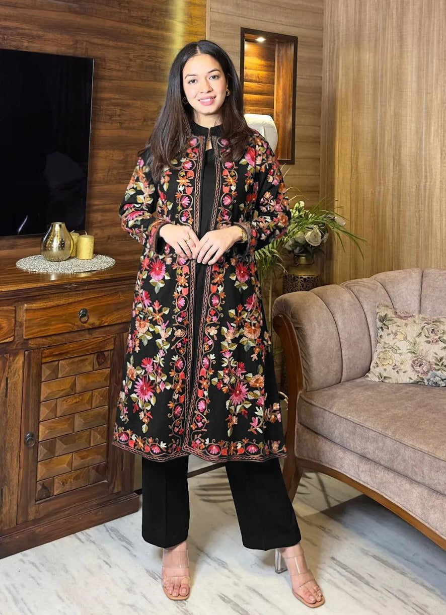 Heirloom Bloom Embroidered Silk Coat 3Piece Set