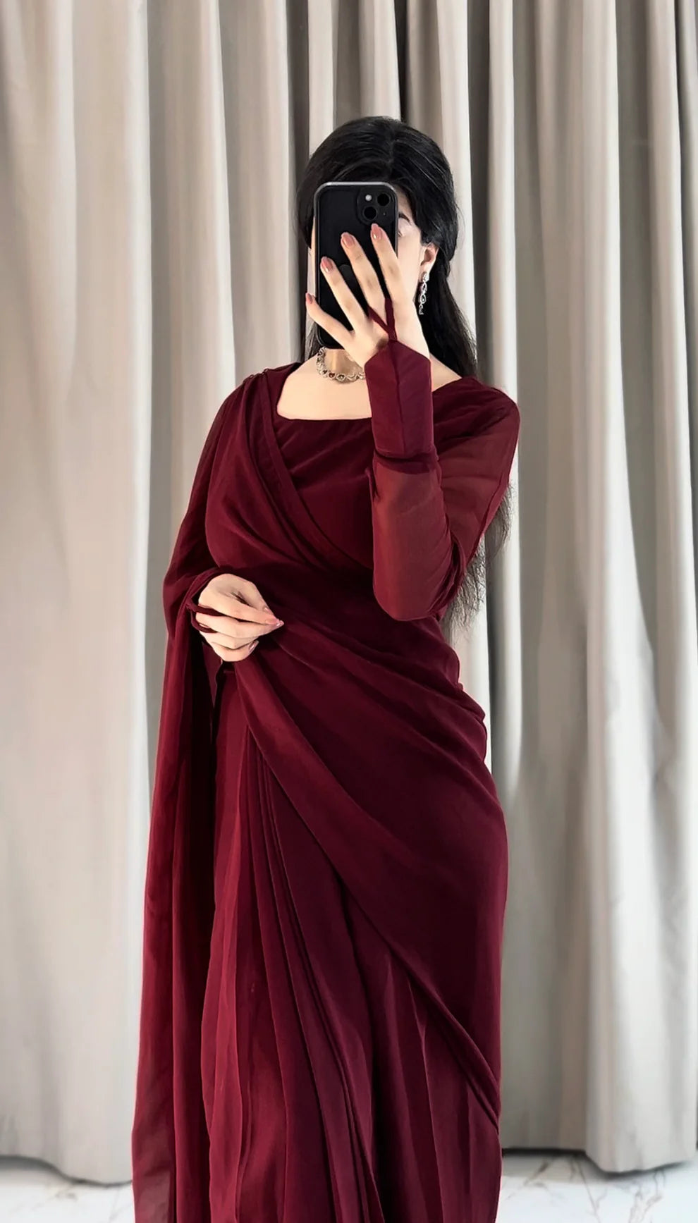 Noor-e-Chiffon Saree Stitched