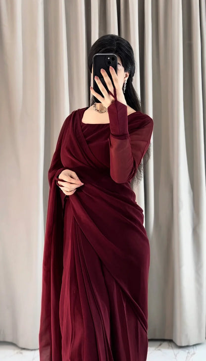 Noor-e-Chiffon Saree Stitched
