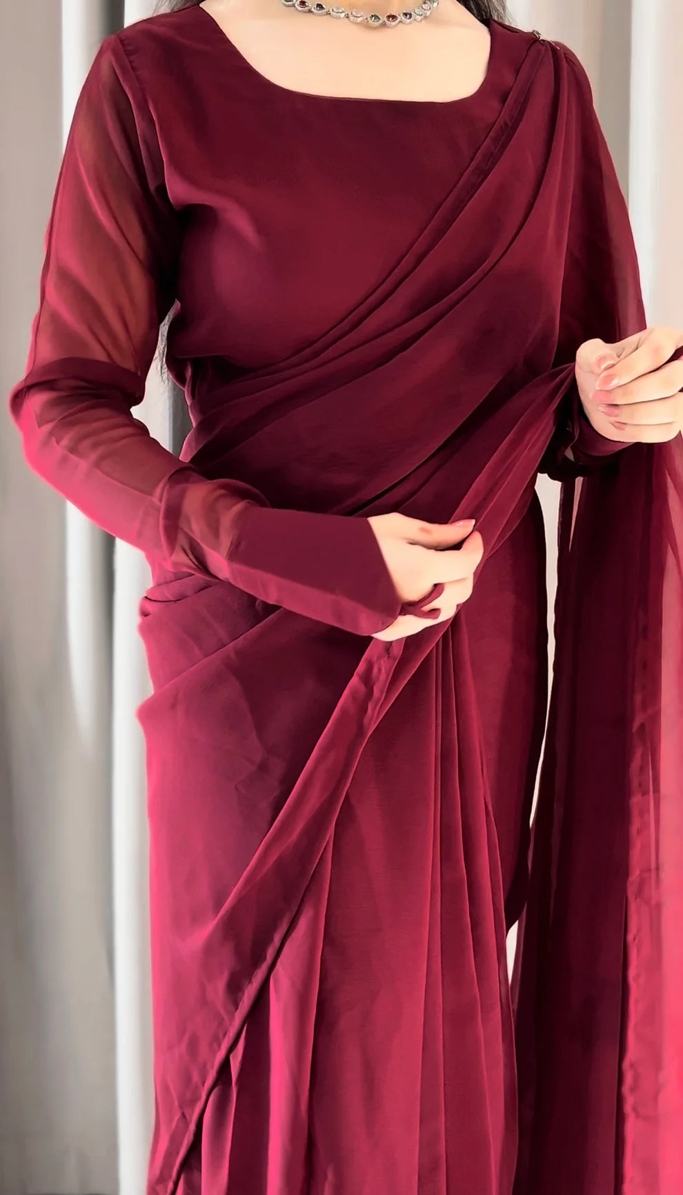 Noor-e-Chiffon Saree Stitched
