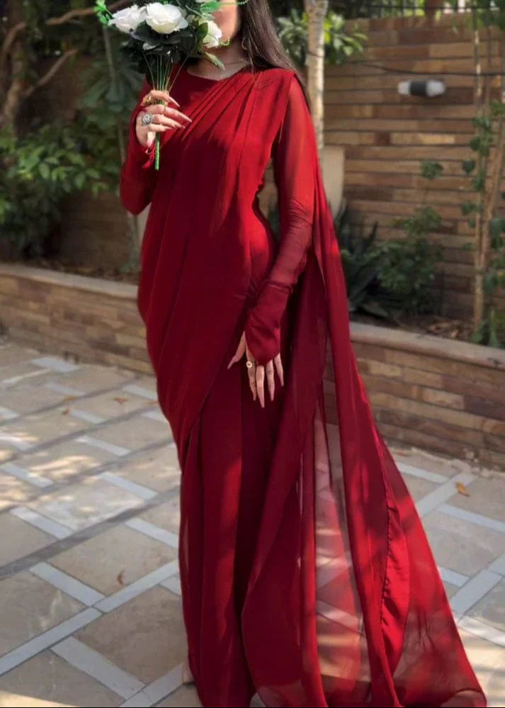 Noor-e-Chiffon Saree Stitched