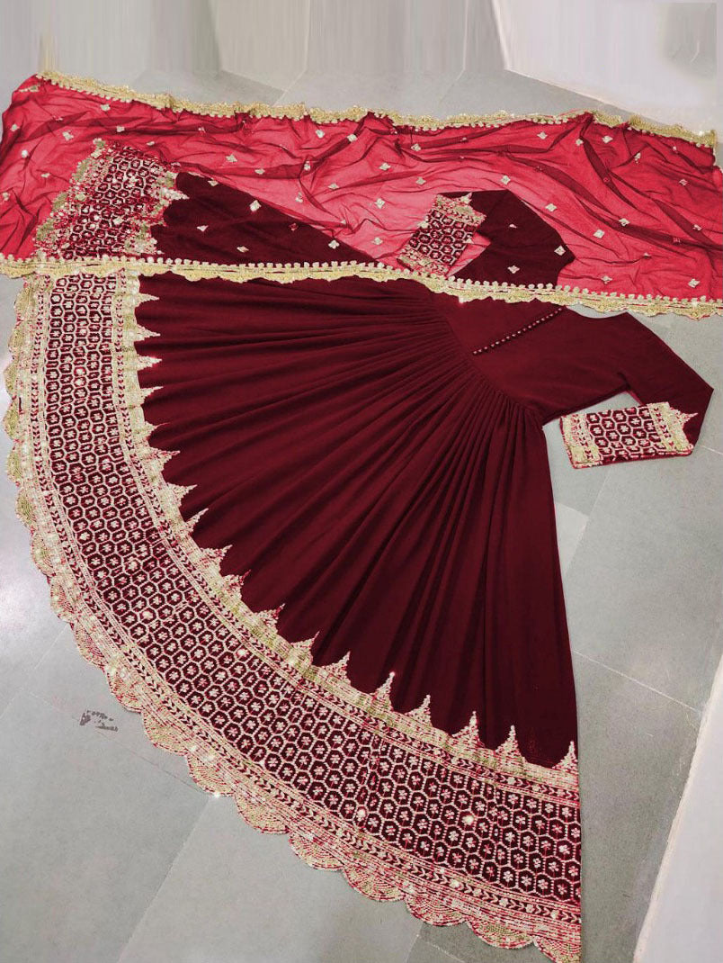 Midnight Star Chiffon 3Piece Suite Heavily Embroidered Sitara Work