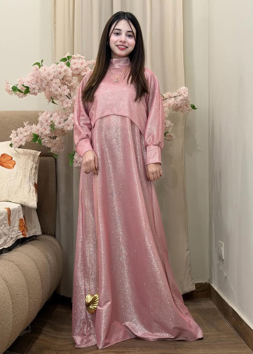 Midnight Shimmer 2 Piece Glitter Cape & Maxi Set