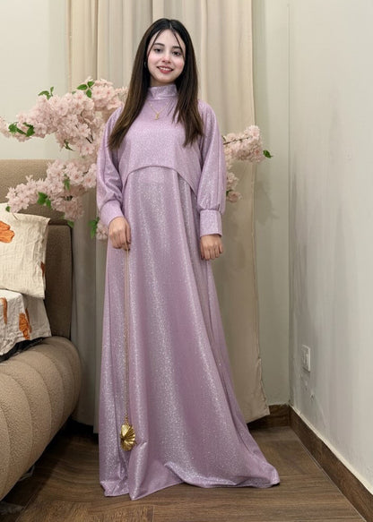 Midnight Shimmer 2 Piece Glitter Cape & Maxi Set