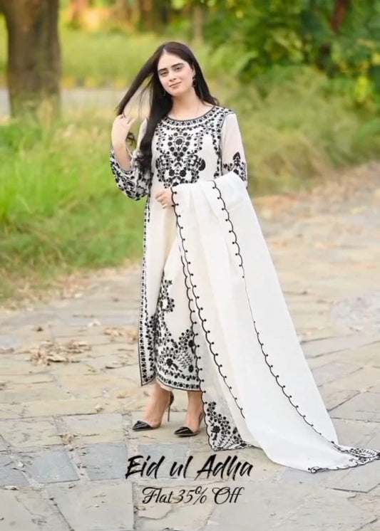 Zoya Heavy Embroidered Organza Festive Set Frill Style 3 Piece Luxury Collection