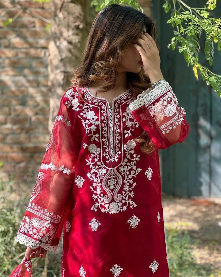 EID 2026 ARRIVAL – Zhilaksha Pk (3-Piece Embroidered Organza Suit)