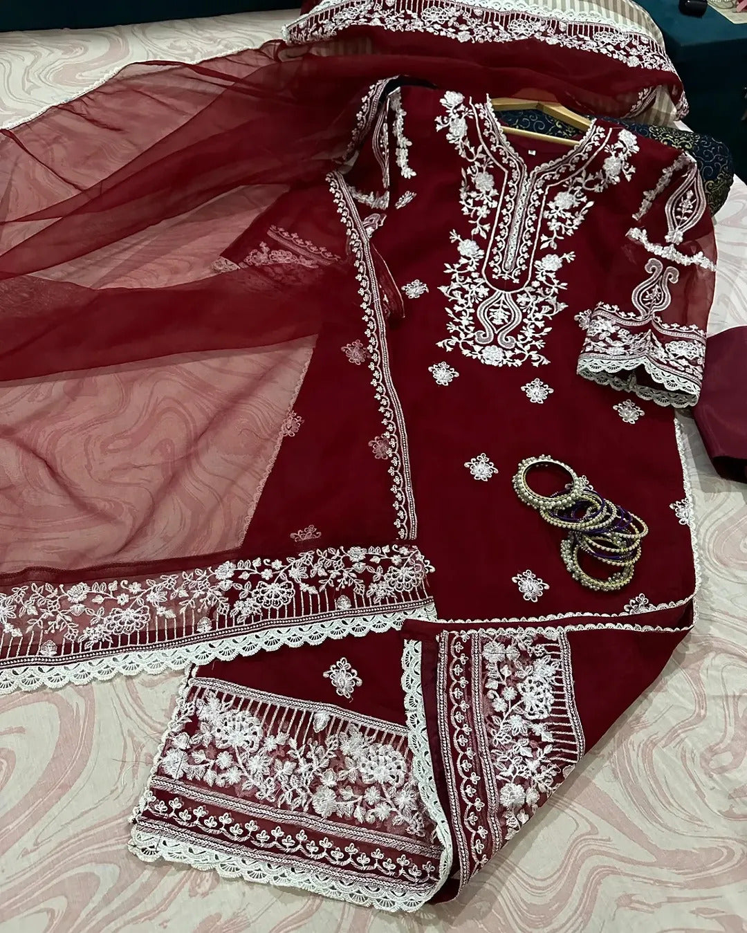 EID 2026 ARRIVAL – Zhilaksha Pk (3-Piece Embroidered Organza Suit)