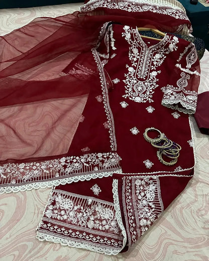 EID 2026 ARRIVAL – Zhilaksha Pk (3-Piece Embroidered Organza Suit)