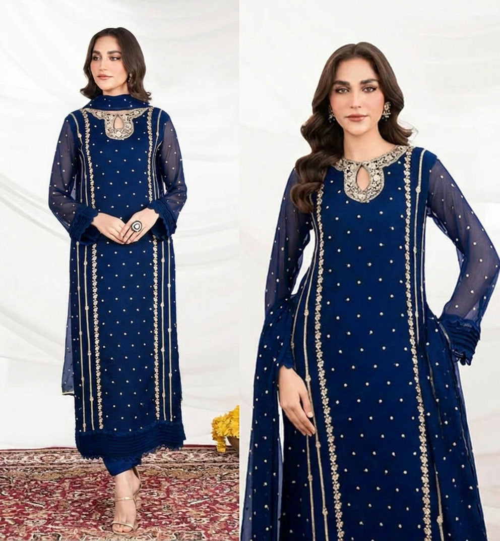 Luxe 3PCs Organza Suit - Long Shirt ✨️