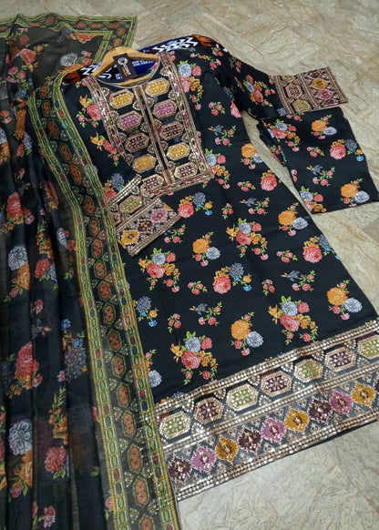 Aneela's Embroidered 3 Piece Suit Premium - Redefine Elegance