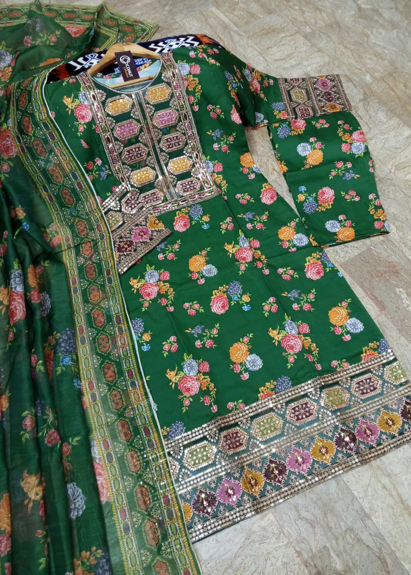 Aneela's Embroidered 3 Piece Suit Premium - Redefine Elegance