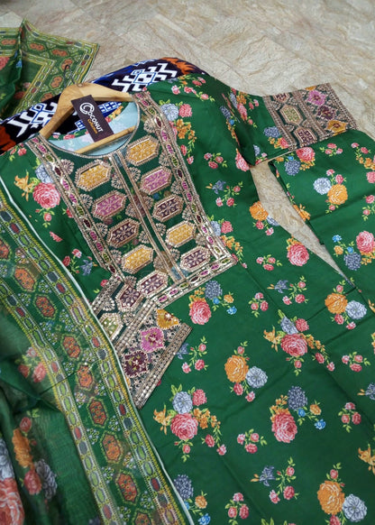 Aneela's Printed 3 Piece Suit Premium