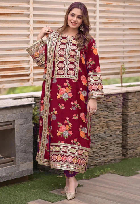 Aneela's Embroidered 3 Piece Suit Premium - Redefine Elegance